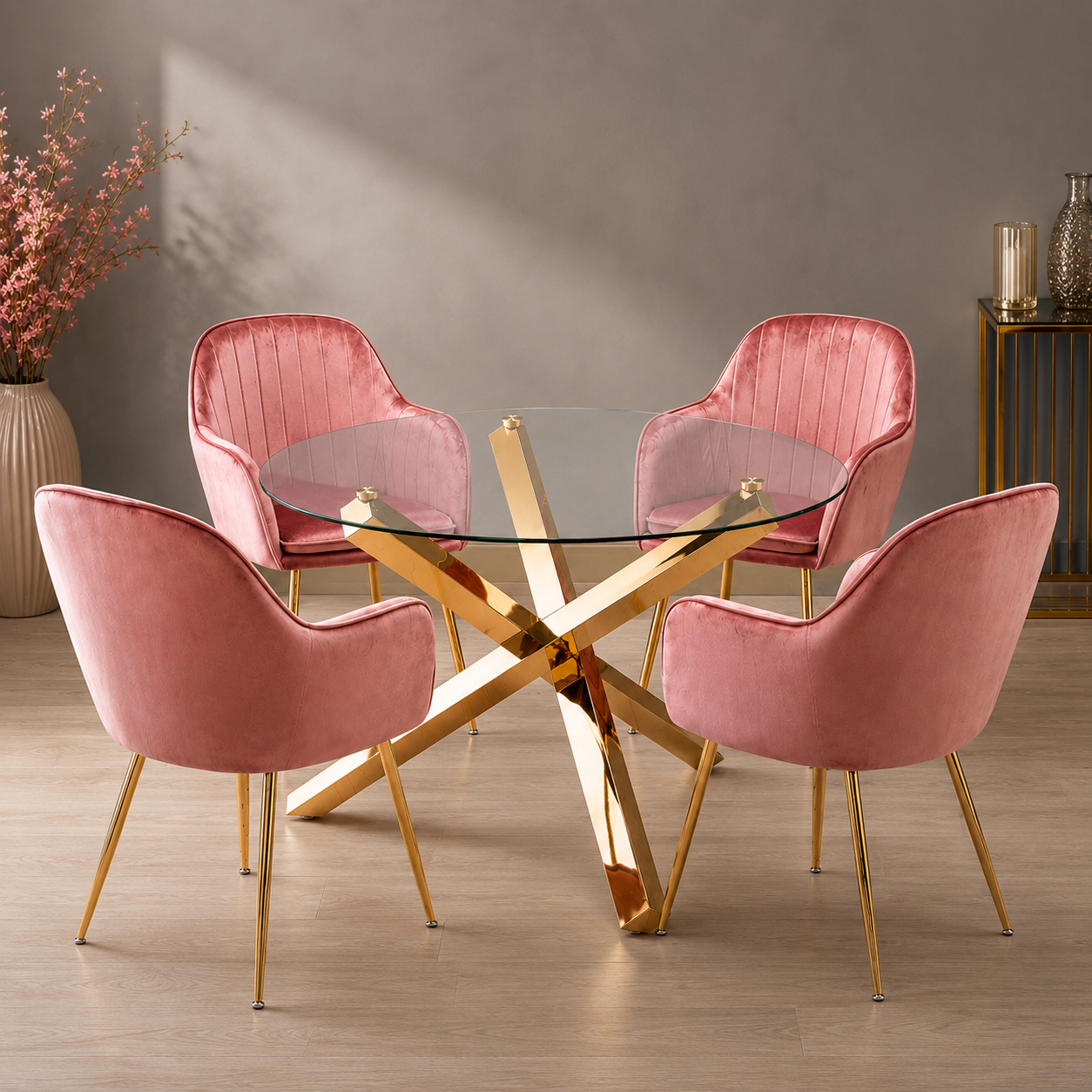 Round White Marble Dining Table with Black Steel Pedestal Legs