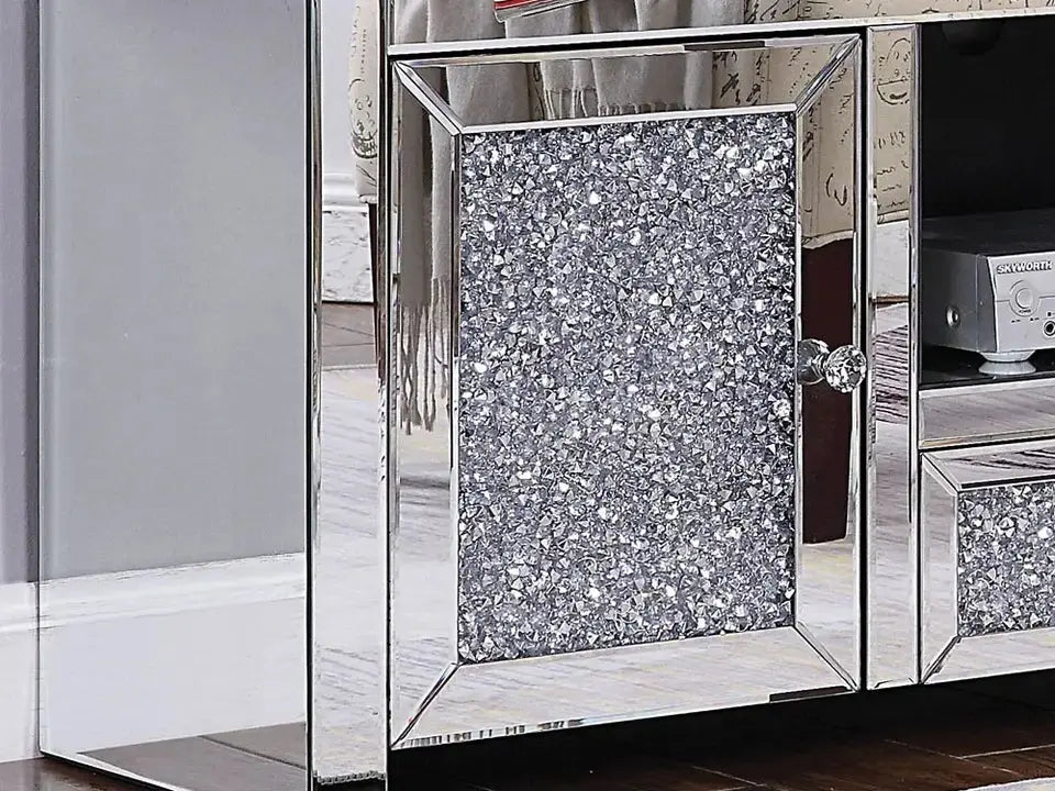 Large Crushed Diamond Mirrored TV unit Tarlee