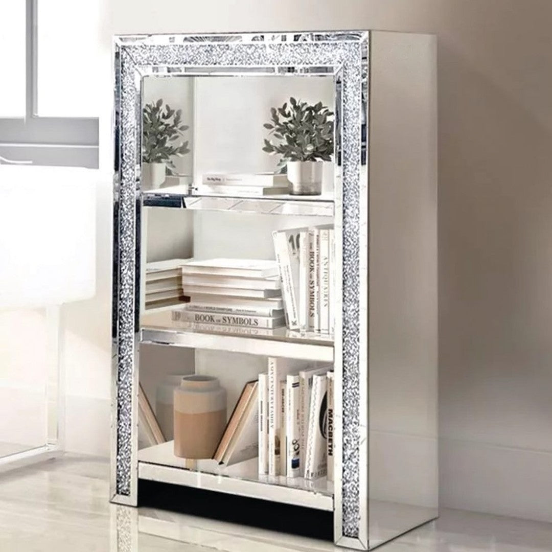 Luxury Crushed Crystal Mirrored Diamond Shelving Display unit