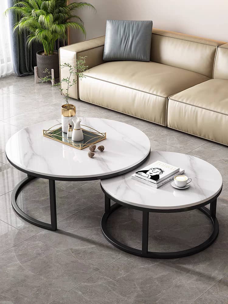 White nested coffee table