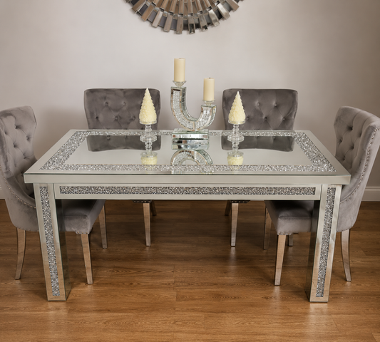 Large Mirrored Crystal Crushed Dining Table