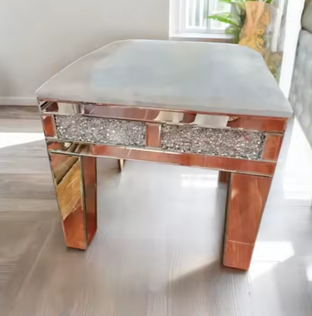 Crushed Crystal Mirrored Dressing Table Stool