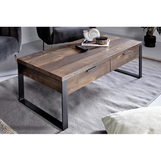 Wooden Coffee Table with Storage Brown